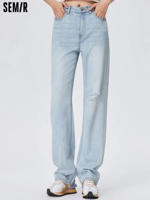 Women SEMIR Ladies Denim Long-staple Cotton Straight Pants