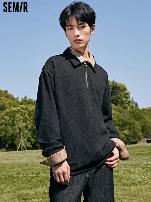 SEMIR Men Half Cardigan Sweater