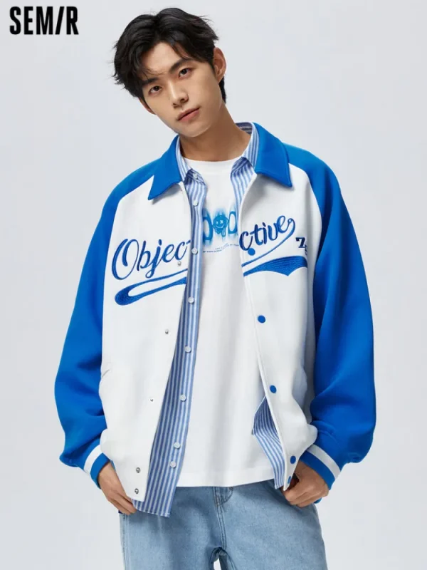 SEMIR Men's Air Layer Contrast Patchwork Monogram Ultra Loose Jacket