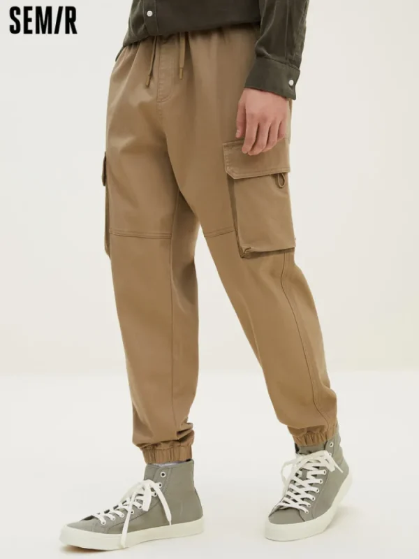 SEMIR Men's Cotton-Polyester Stretch Twill Loose Cargo Pants