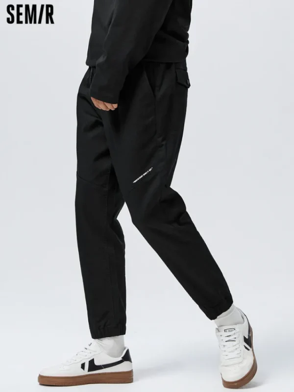 SEMIR Men's Cotton-Polyester Stretch Twill Monogram Fitted Woven Jogging Pants