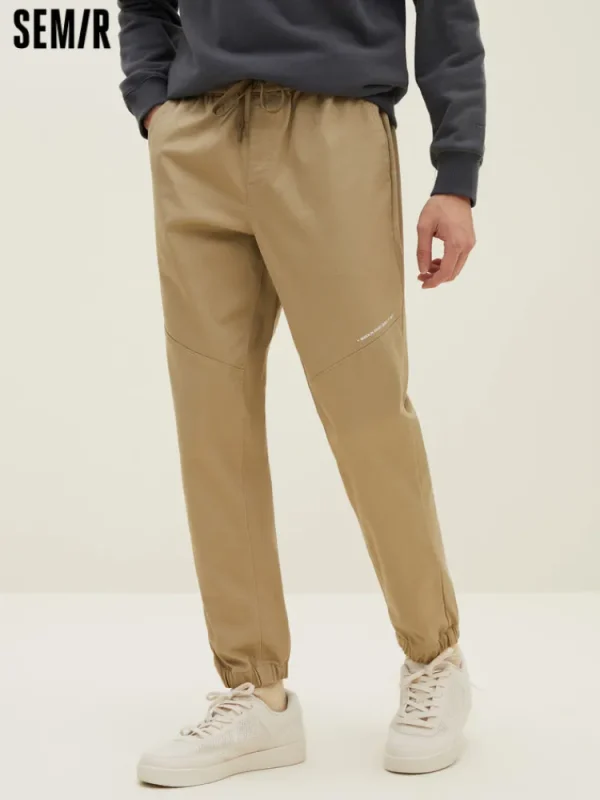 SEMIR Men's Cotton-Polyester Stretch Twill Monogram Fitted Woven Jogging Pants