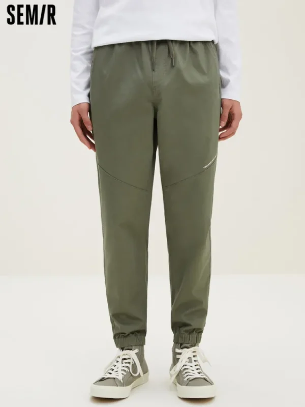 SEMIR Men's Cotton-Polyester Stretch Twill Monogram Fitted Woven Jogging Pants