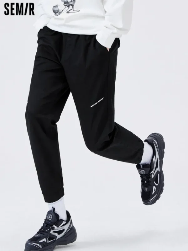 SEMIR Men's Cotton-Polyester Stretch Twill Monogram Fitted Woven Jogging Pants