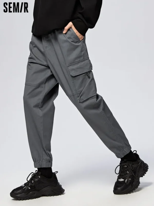 SEMIR Men's Cotton-Polyester Stretch Twill Loose Cargo Pants