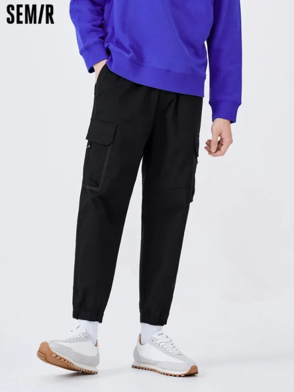 SEMIR Men's Cotton-Polyester Stretch Twill Loose Cargo Pants