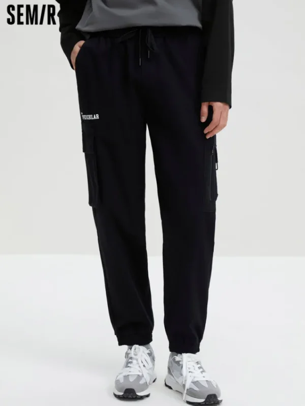 SEMIR Men's Cotton-Polyester Stretch Twill Loose Cargo Pants