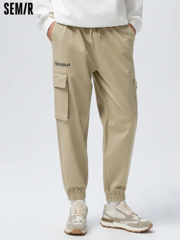 SEMIR Men's Cotton-Polyester Stretch Twill Loose Cargo Pants