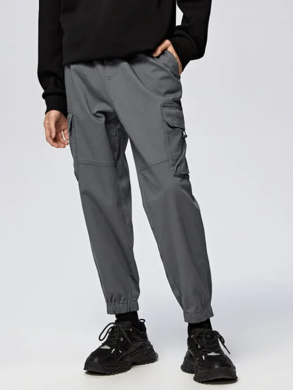SEMIR Men's Cotton-Polyester Stretch Twill Loose Cargo Pants