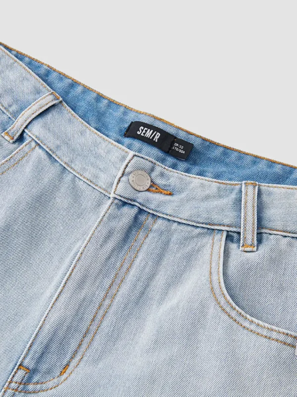 SEMIR Men's Denim Stretch Cool Straight Pants
