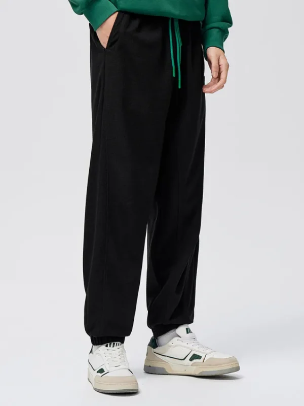 SEMIR Men's Draping Waffle Contrast Ribbon Loose Knitted Jogging Pants