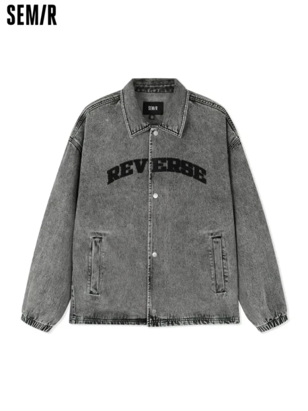 SEMIR Men's Eco-Friendly Lyocell Denim Contrast Monogram Loose Denim Jacket