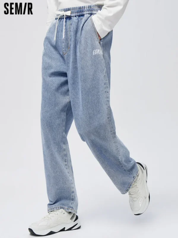 SEMIR Men's Eco-Friendly Lyocell Denim Monogram Loose Straight Pants