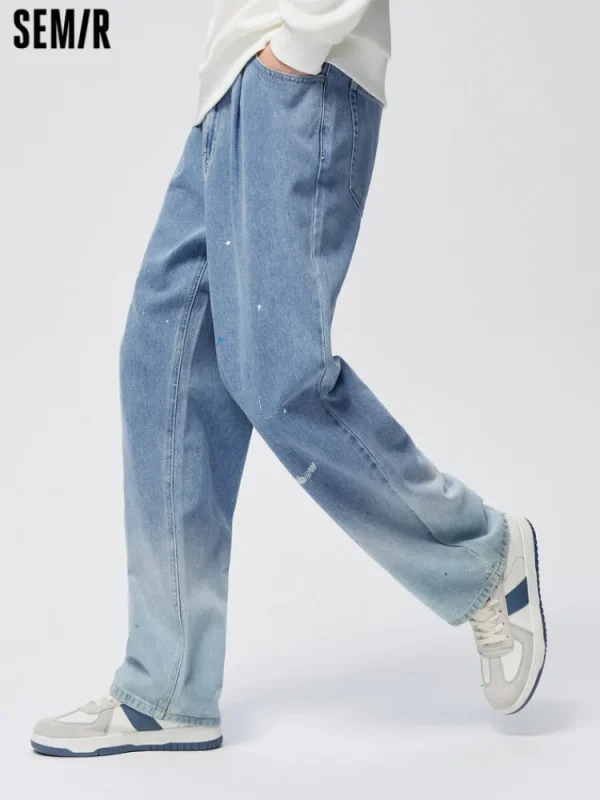 SEMIR Men's Eco-Friendly Lyocell Denim Gradient Loose Straight Pants