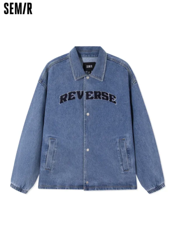 SEMIR Men's Eco-Friendly Lyocell Denim Contrast Monogram Loose Denim Jacket