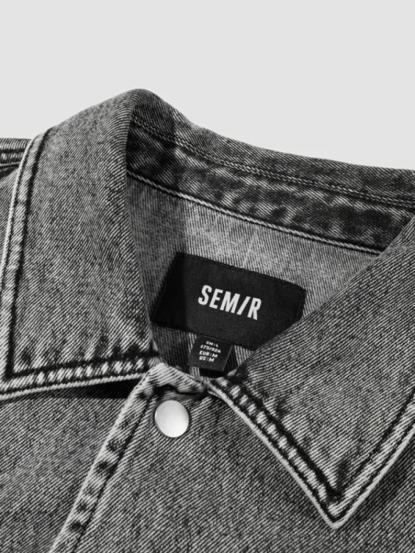 SEMIR Men's Eco-Friendly Lyocell Denim Contrast Monogram Loose Denim Jacket