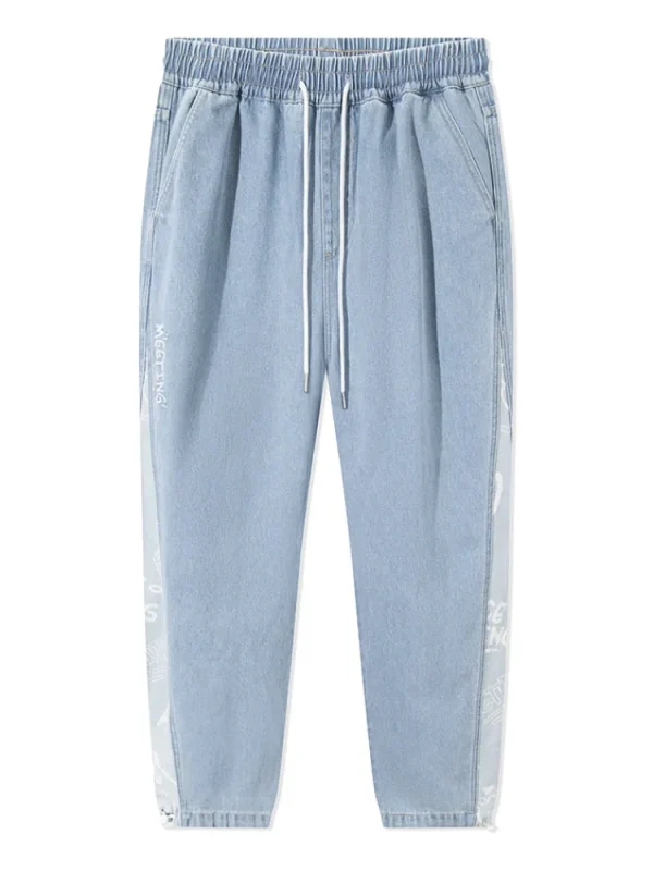 SEMIR Men's Eco-Friendly Lyocell Denim Patchwork Loose Straight Jogging Pants