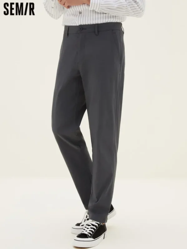 SEMIR Men's Faille Solid Colour Fitted Boot Cut Basic Pants