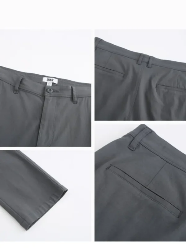 SEMIR Men's Faille Solid Colour Fitted Boot Cut Basic Pants