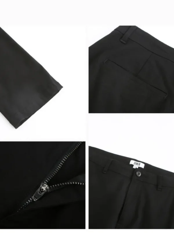 SEMIR Men's Faille Solid Colour Fitted Boot Cut Basic Pants