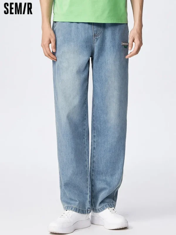 SEMIR Men's Puff Denim Straight Pants