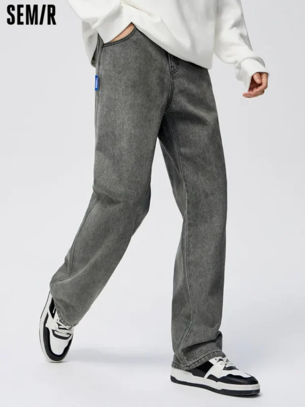 SEMIR Men's Solid Colour Loose Straight Pants
