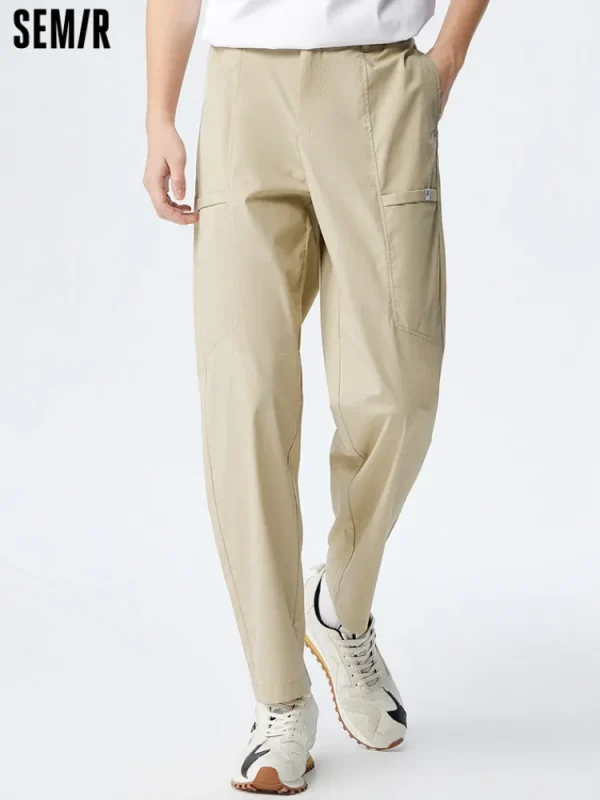 SEMIR Men's Yarn-dyed Jacquard Comfort and Cool Easy-care Antibacterial Tapered Pants