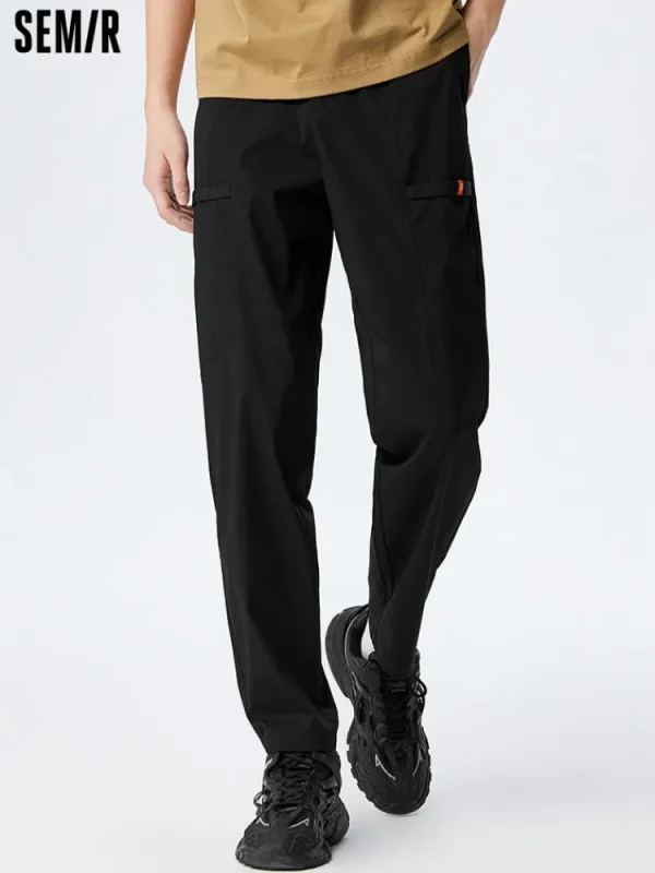 SEMIR Men's Yarn-dyed Jacquard Comfort and Cool Easy-care Antibacterial Tapered Pants
