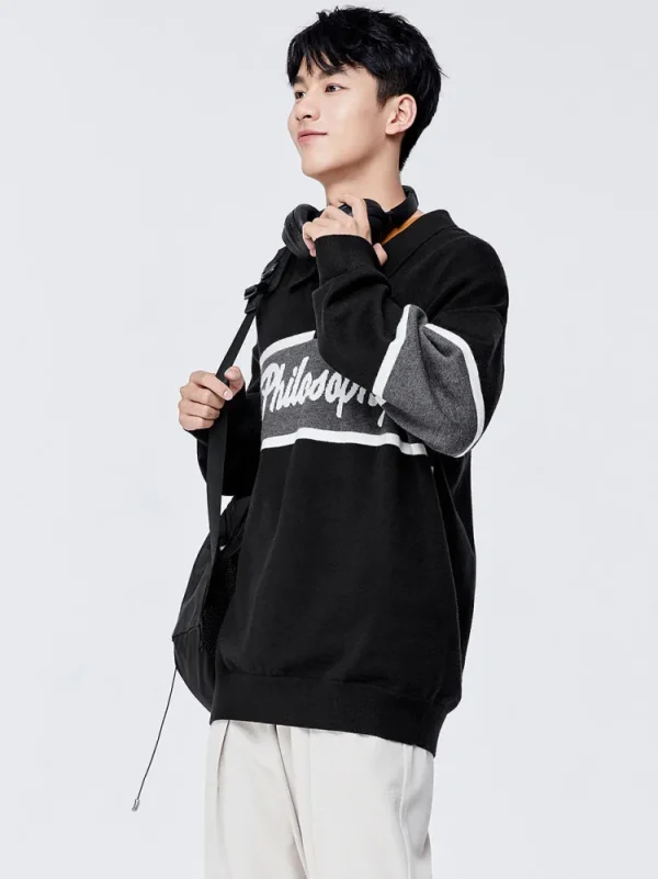 SEMIR Retro Campus Knitted Polo Sweater