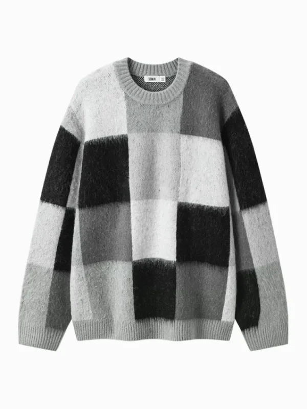 SEMIR Unisex gray and black crew neck sweater