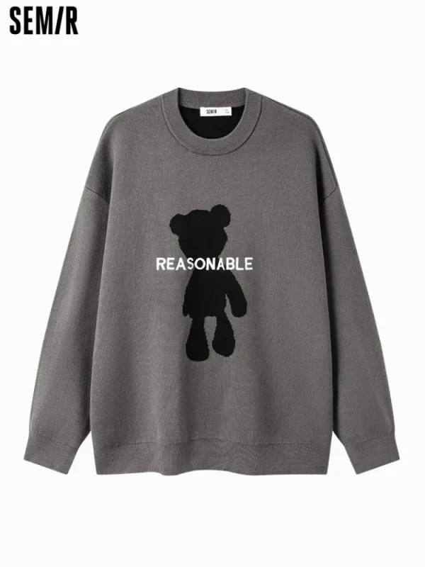 Women SEMIR Unisex gray crew neck sweater