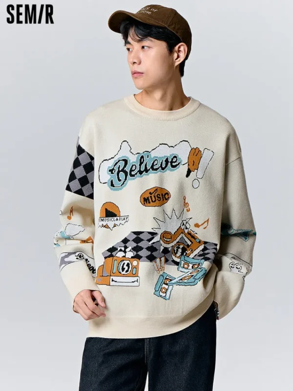 SEMIR Unisex white crew neck sweater