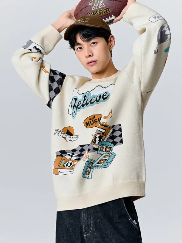 SEMIR Unisex white crew neck sweater