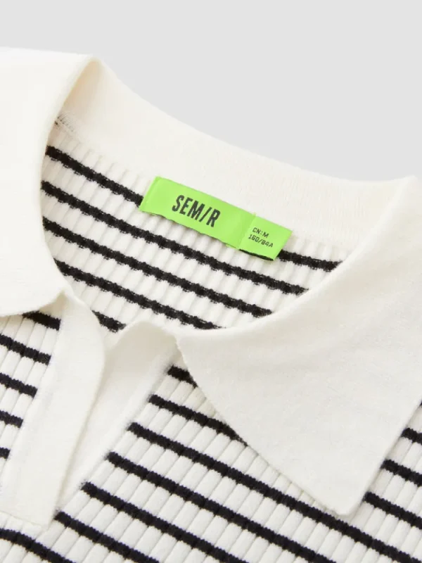 Women SEMIR Women's Anti-Pilling Acrylic Contrast Collar Slim Pullover Jumper