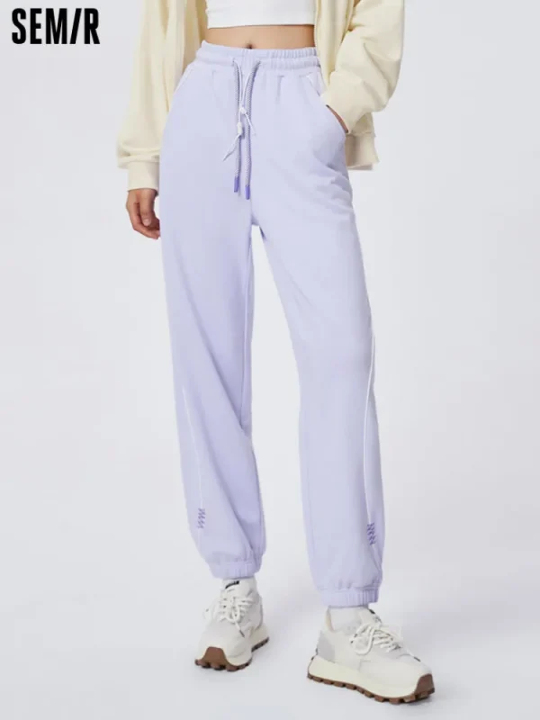 Women SEMIR Women's Cotton-Terylene Terry Contrast Drawstring Loose Jogging Pants