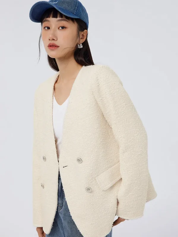Women SEMIR Women's Fancy Yarn Solid Color Chemical Fiber Jacket