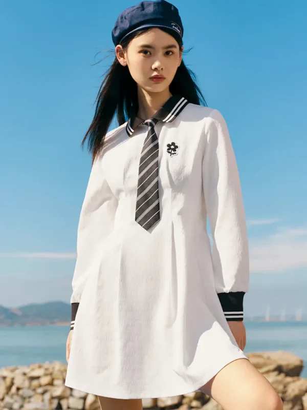 Women SEMIR Women's Jacquard Yarn-Dyed Ribbed Fitted Long-Sleeve Dress