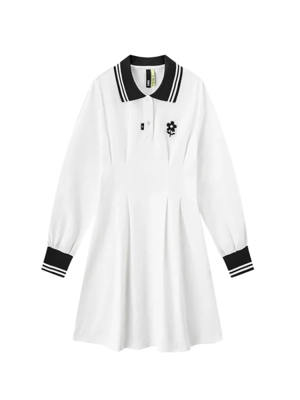 Women SEMIR Women's Jacquard Yarn-Dyed Ribbed Fitted Long-Sleeve Dress
