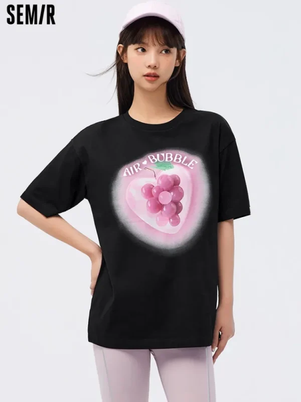 Women SEMIR Women's Knitted Comfortable Cool Antibacterial Round Neck Short Sleeves T-Shirt