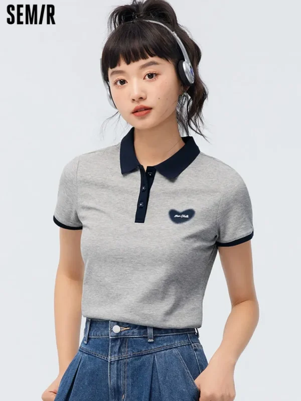Women SEMIR Women's Knitted Comfortable Cool Antibacterial Short- sleeve Polo