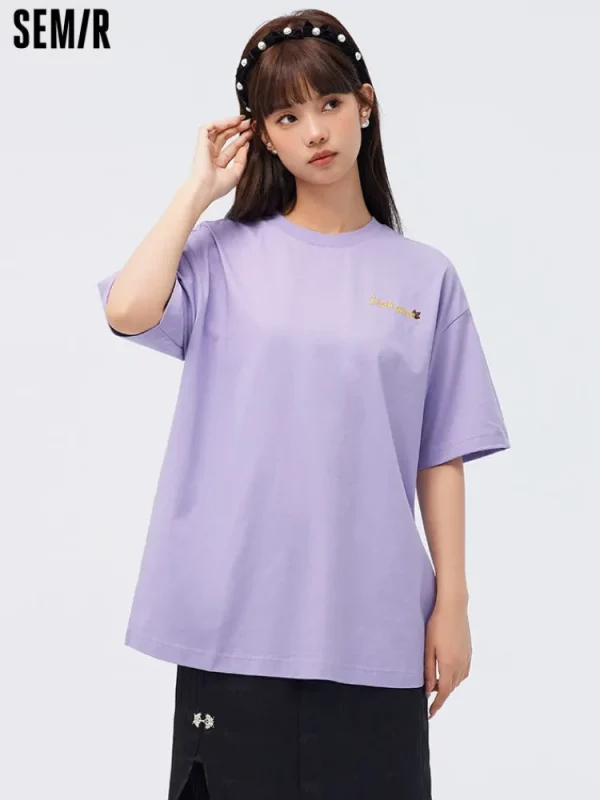 Women SEMIR Women's Knitted Comfortable Cool Antibacterial Round Neck Short Sleeves T-Shirt