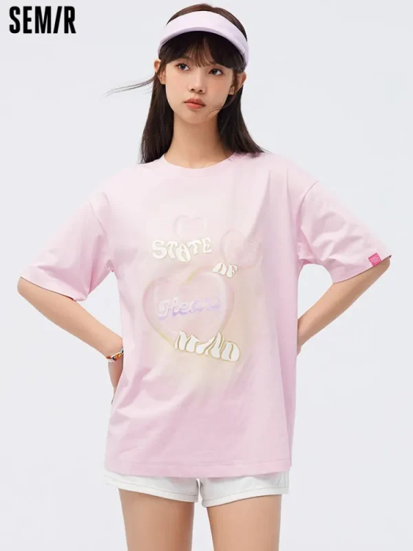 Women SEMIR Women's Knitted Comfortable Cool Antibacterial Round Neck Short Sleeves T-Shirt