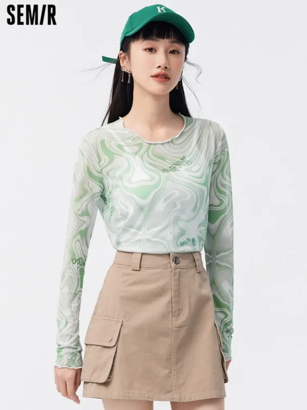 Women SEMIR Women's Knitted Round Neck Long Sleeve T-Shirt
