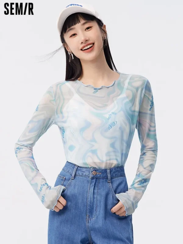 Women SEMIR Women's Knitted Round Neck Long Sleeve T-Shirt