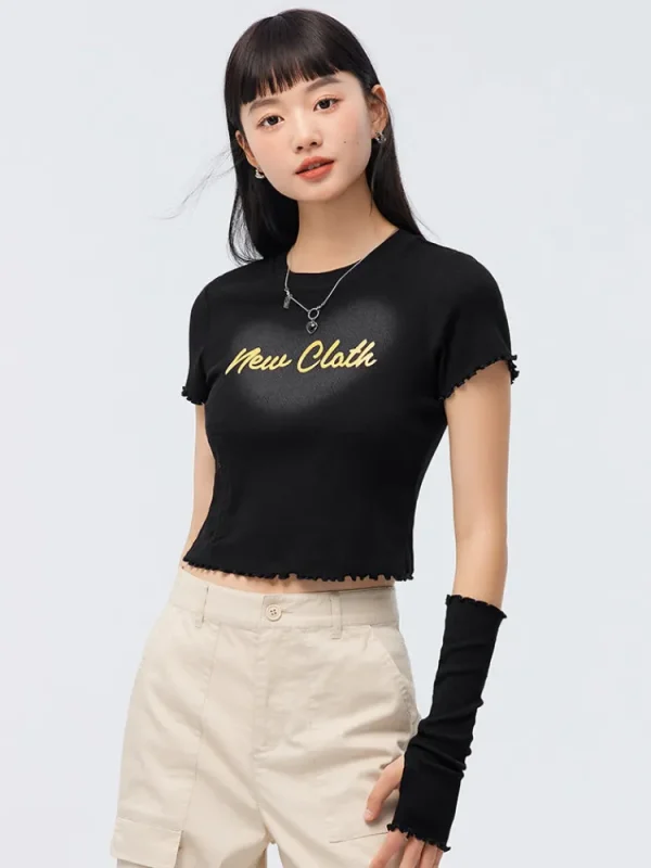 Women SEMIR Women's Knitted Round Neck Short Sleeves T-Shirt