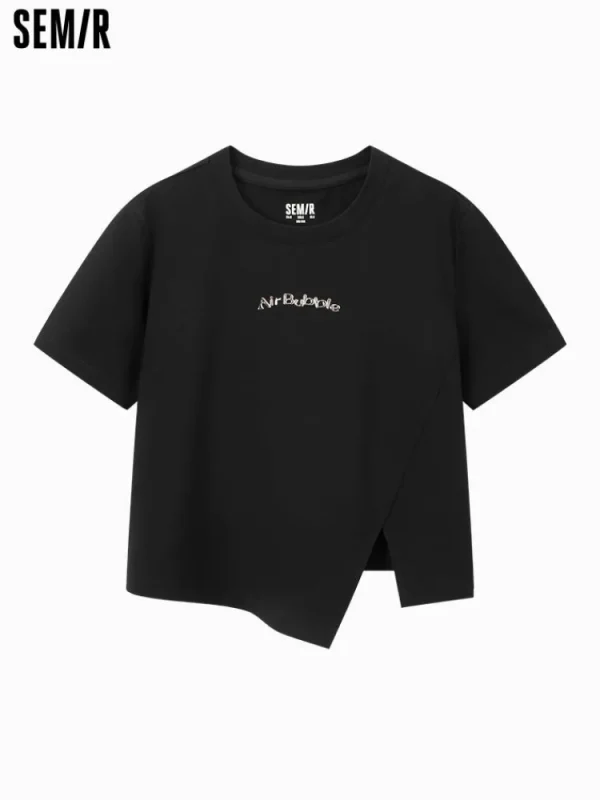 Women SEMIR Women's Knitted Round Neck Short Sleeves T-Shirt