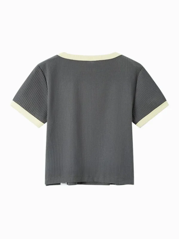 Women SEMIR Women's Knitted Round Neck Short Sleeves T-Shirt