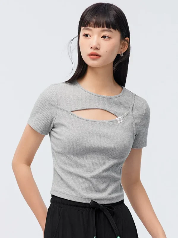 Women SEMIR Women's Knitted Round Neck Short Sleeves T-Shirt