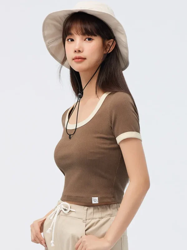 Women SEMIR Women's Knitted Round Neck Short Sleeves T-Shirt
