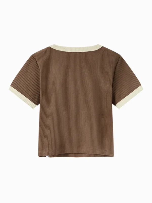 Women SEMIR Women's Knitted Round Neck Short Sleeves T-Shirt